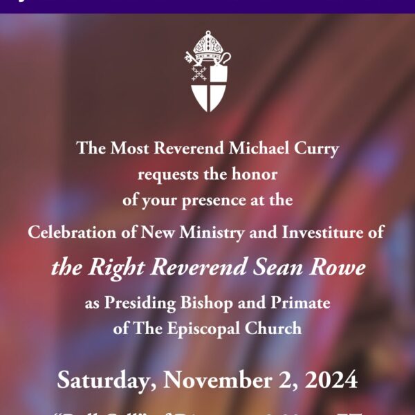 Save the Date for the Investiture of Presiding Bishop-elect Sean Rowe