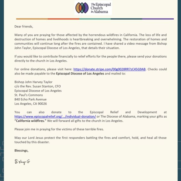 Disaster Relief for The Diocese of Los Angeles